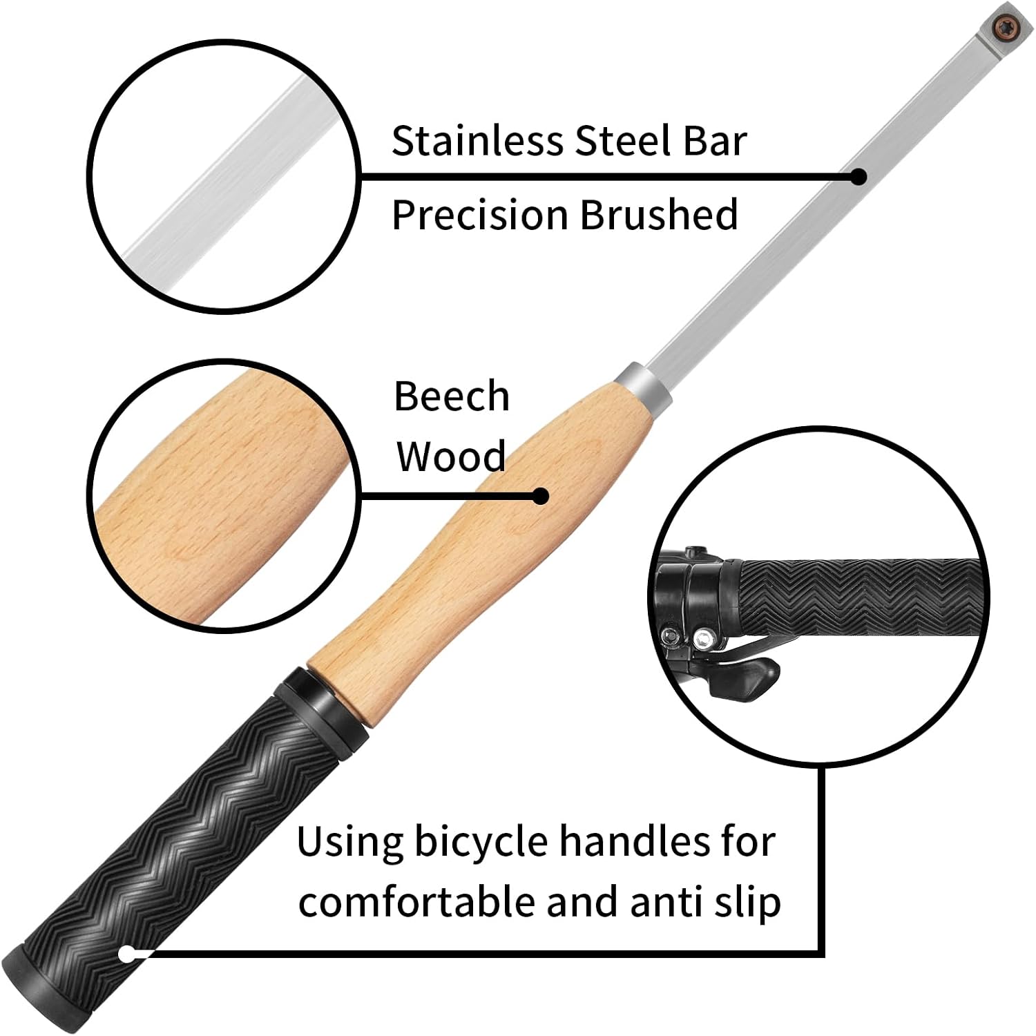 Full Size Carbide Wood Lathe Turning Tool Set with Rubber Handle | 4pcs 18.3 Inch Lathe Roughing and Finishing Tool