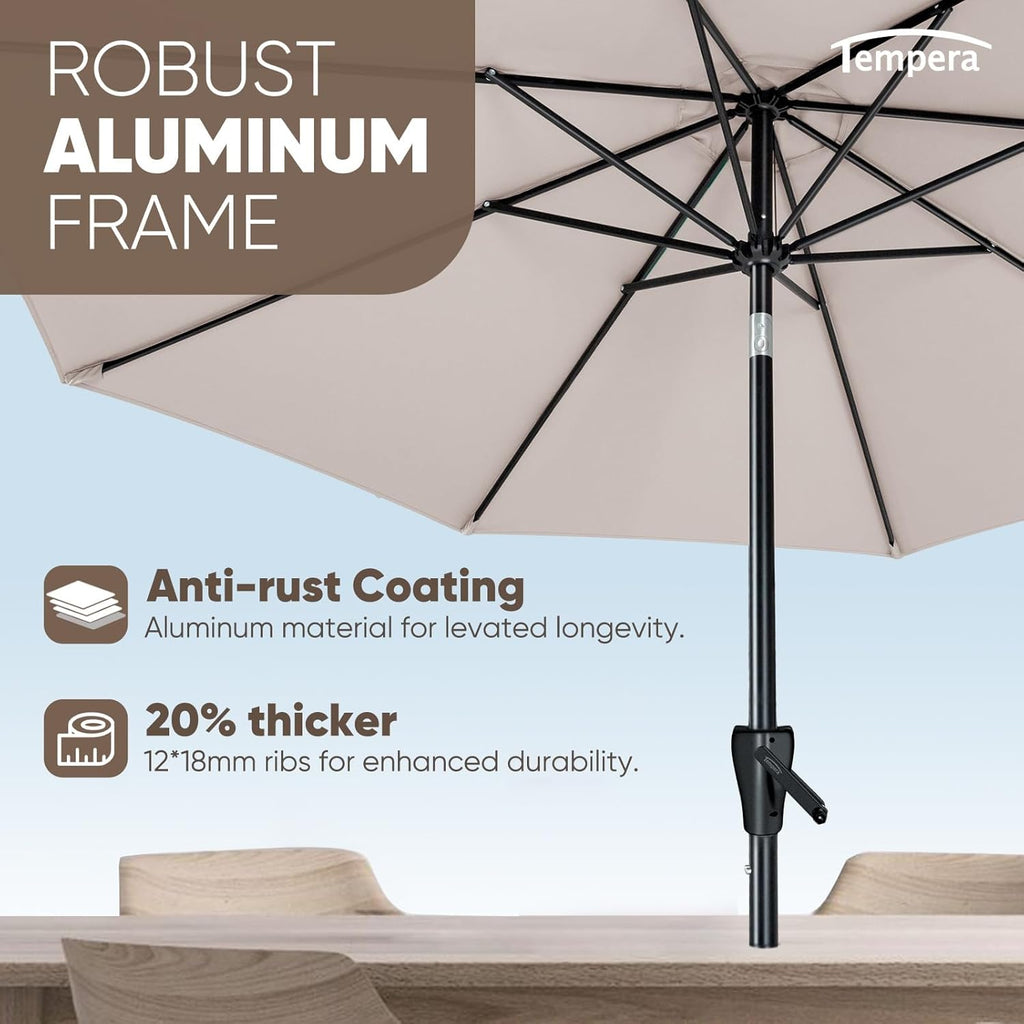 Patio Market Outdoor Table Umbrella with Push Button Tilt and Crank, Large Sun Umbrella with Sturdy Pole & Fade