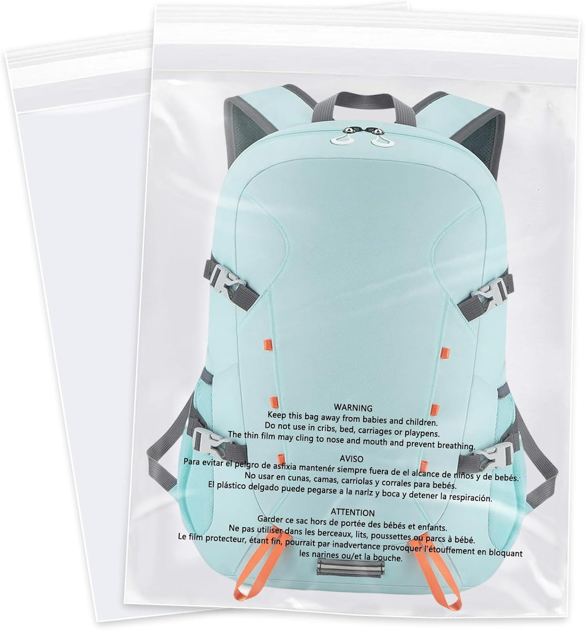 18" x 24" (100 Count) Clear Poly Bags with Suffocation Warning