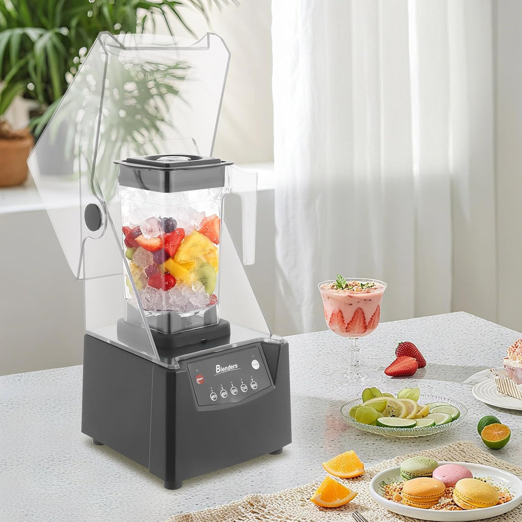 2600W Heavy-duty Commercial Blender With Shield Quiet Sound Enclosure 1.8L 110V,Used For Making Smoothies, Fruit Food
