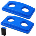2 Pcs Recycle Bin Lids Each with Two Bottles & Cans Openings Plastic Blue Fit 23 Gallon Slim Trash Can for Waste
