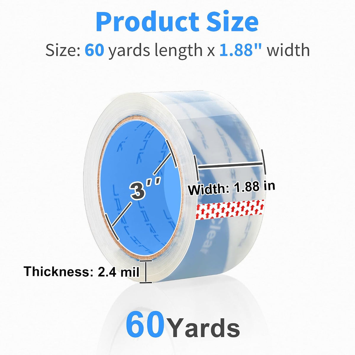 18 Rolls Quiet No Noise Clear Packing Tape