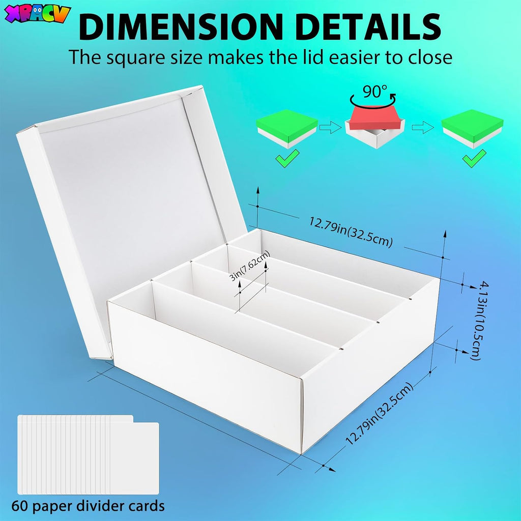 Trading Card Storage Box, 4 Row 3200 Count Collector Cards Box with Divider