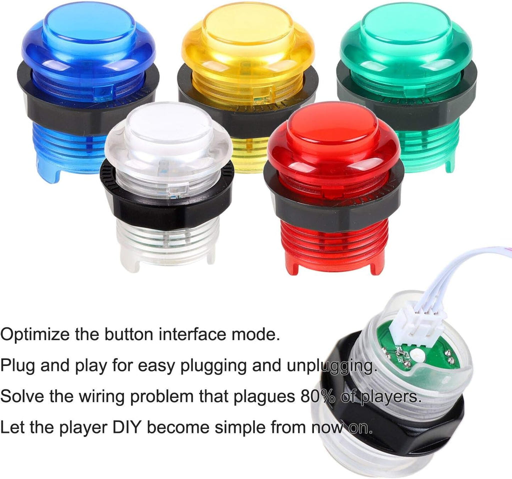 LED Arcade Joystick Buttons Kit Ellipse Oval Style 8 Ways Joystick + 20 x LED Arcade Buttons for 2 Player Video Games