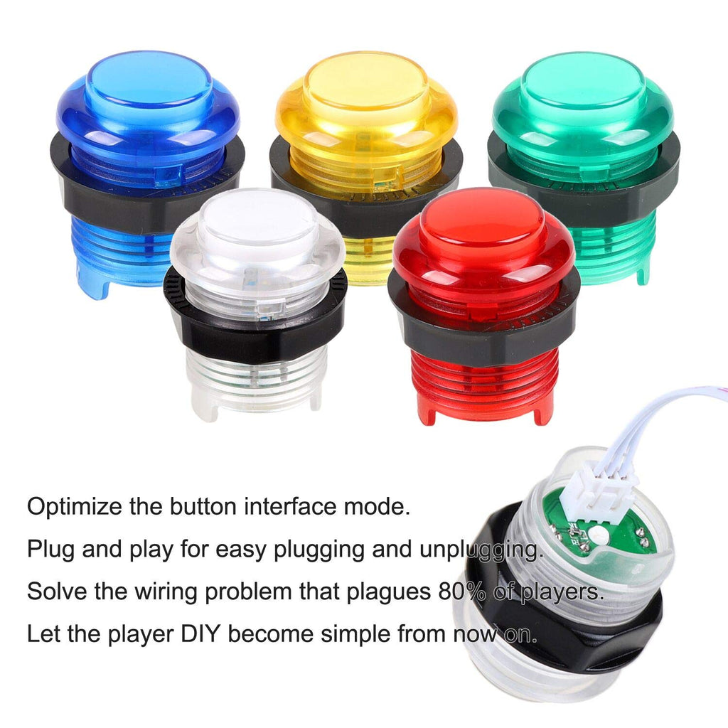 1 Player USB Encoder to PC Arcade Joystick Red Top Ball + 10x 5V LED Arcade Buttons for Arcade PC Games Mame