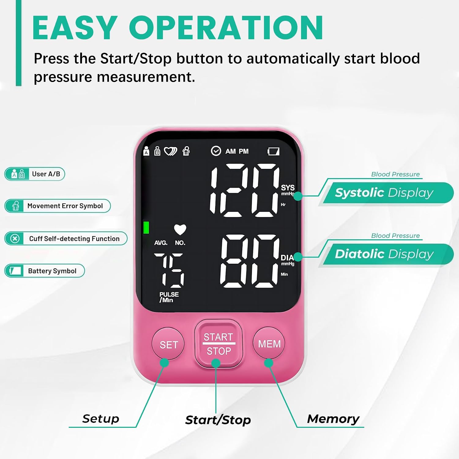 FDA Cleared Blood Pressure Monitor Upper Arm BP Machine for Home Use
