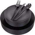 150pcs Frosted Black Plastic Plates Plastic Plate for Wedding