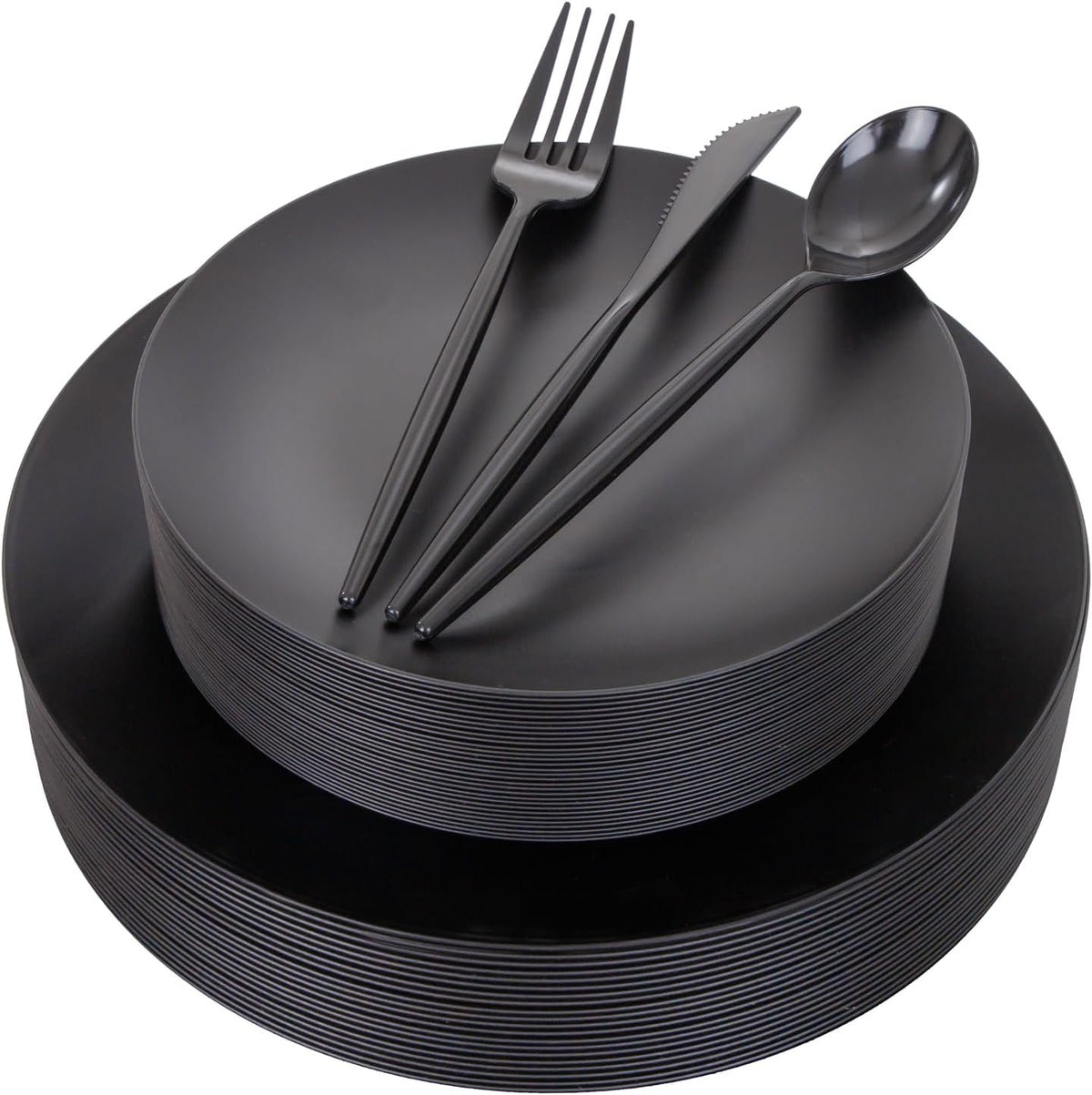 150pcs Frosted Black Plastic Plates Plastic Plate for Wedding