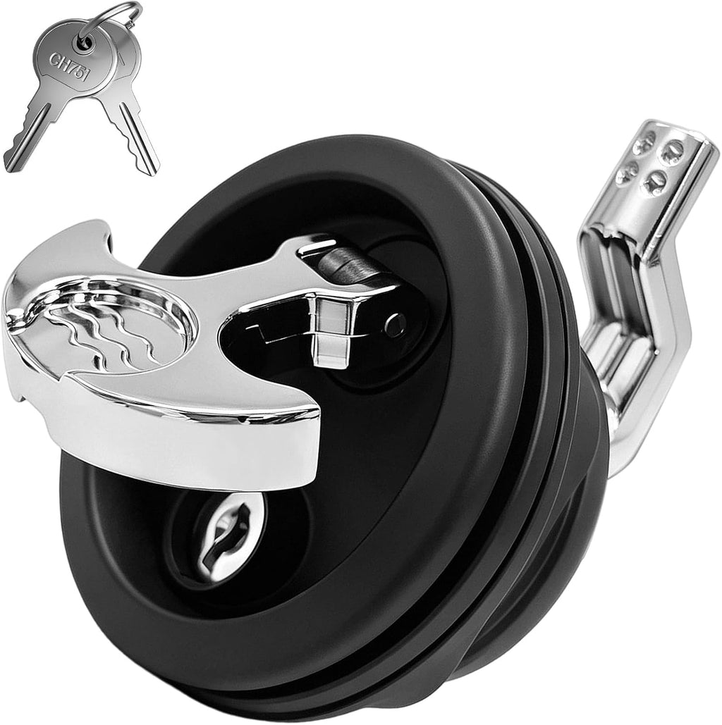 T-Handle Boat Hatch Latch Lock with Keys, Black Chrome