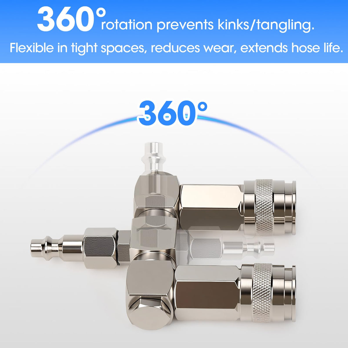2-Way Air Hose Splitter, 1/4" NPT Air Compressor Connector