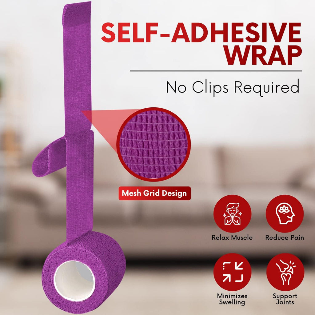 Self Adhesive Bandage Wrap – 12 Rolls 2in x 5yd Cohesive Tape for Athletic and Sports - Self Adherent Medical Tape