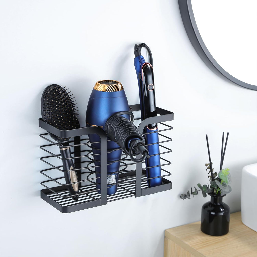 Hair Dryer Holder - Hair Tool Organizer 3-in-1 Blow Dryer Holder Adjustable Height, Bathroom Organizer Wall