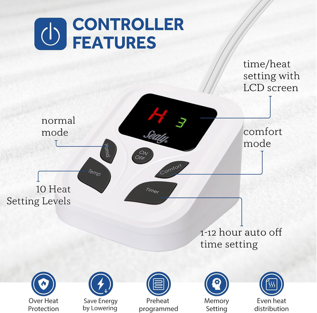 Heated Mattress Pad Full Size with 10 Heat Settings Machine Washable | Electric Mattress Pad Bed Warmer with 1 to 9