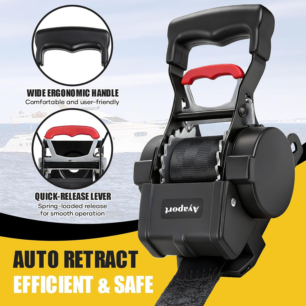 Ayaport Boat Retractable Tie Down Straps to Trailer 1.75in x 6ft