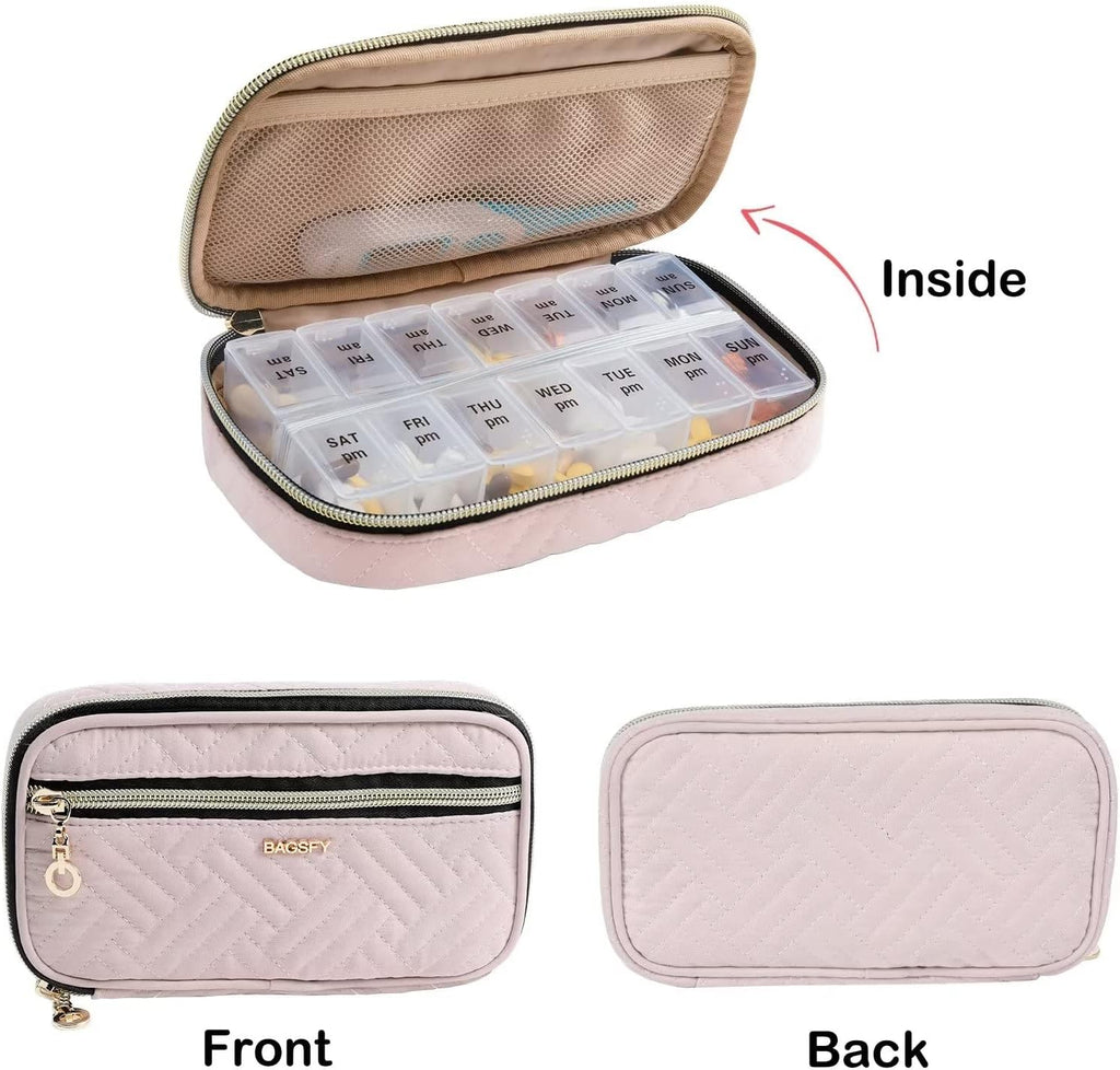 Pill Organizer Case 2 Times a Day- Weekly Medicine Organizer Travel Pill Box with Removable 7 Day Medicine Case