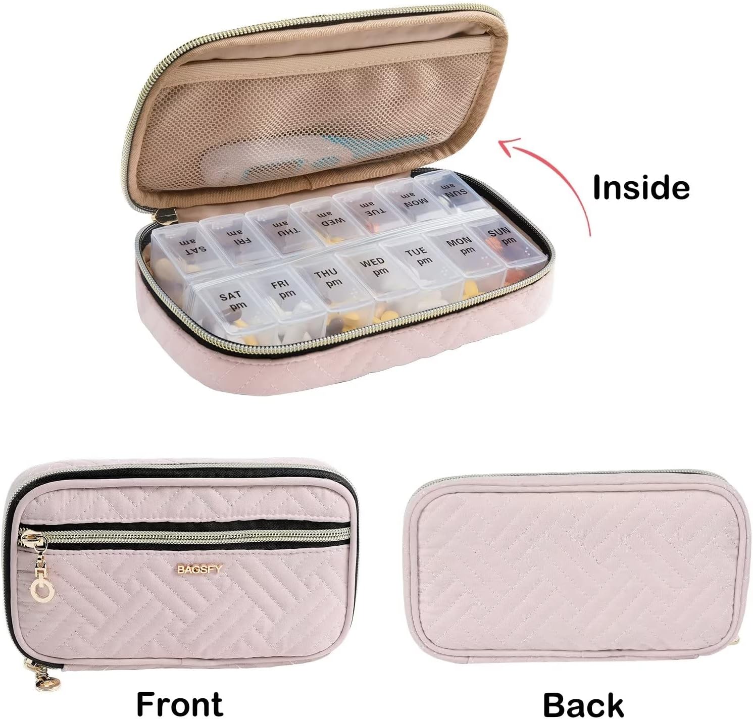 Pill Organizer Case 2 Times a Day- Weekly Medicine Organizer Travel Pill Box with Removable 7 Day Medicine Case