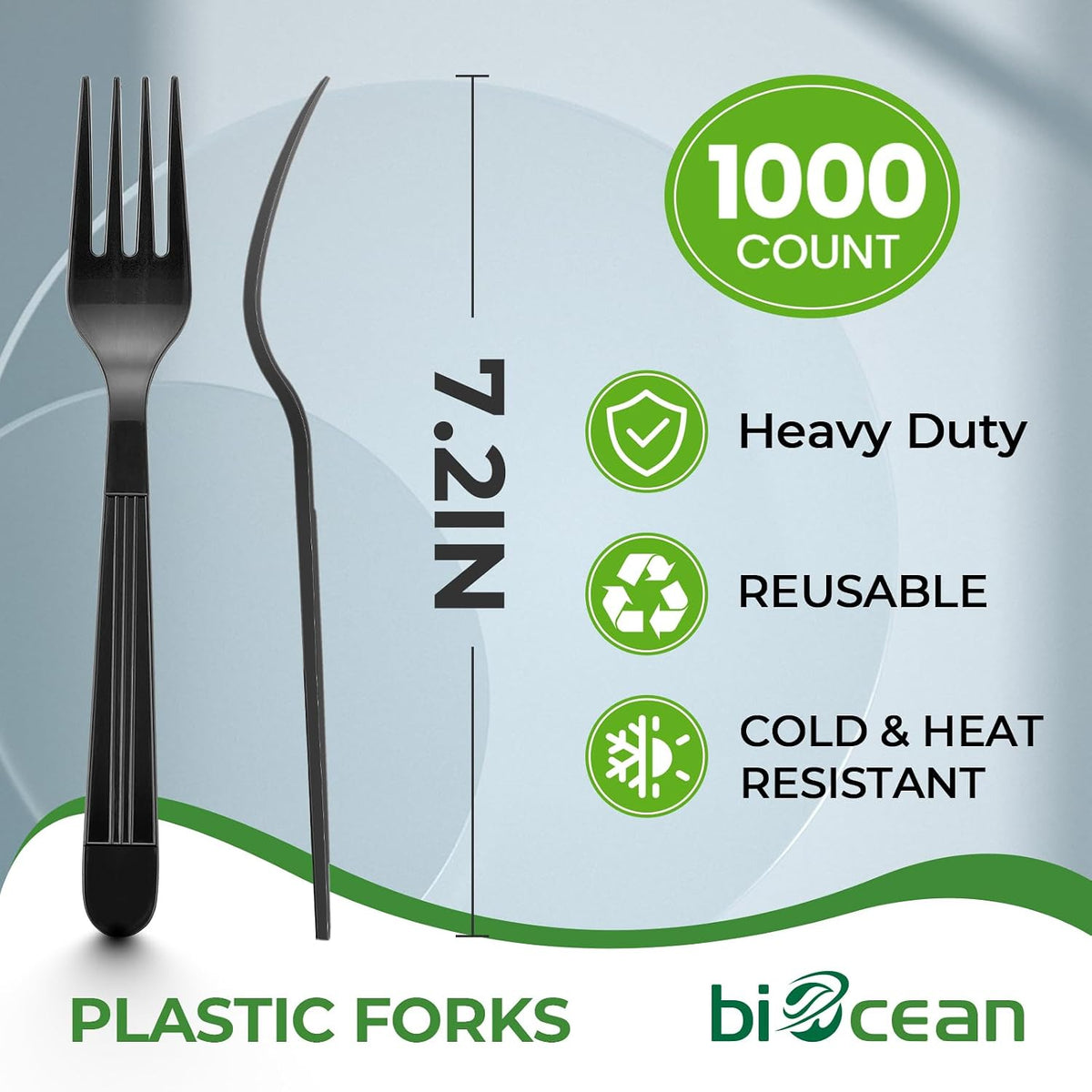 1000 Count Extra Heavy Duty Plastic Forks Black Disposable Forks Bulk