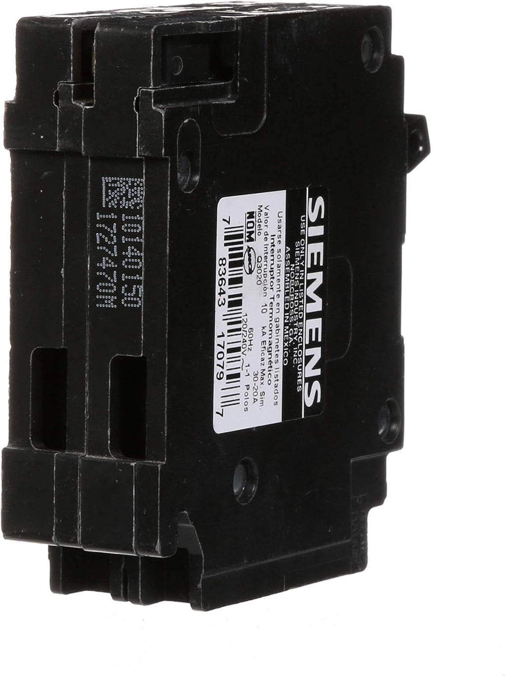 SIEMENS Q3020 30/20-Amp 1 Pole 120-Volt 10-Kaic DUPLEX Circuit Breaker