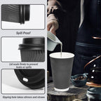 500 Pack - 16 oz Insulated Disposable Coffee Cups With Lids