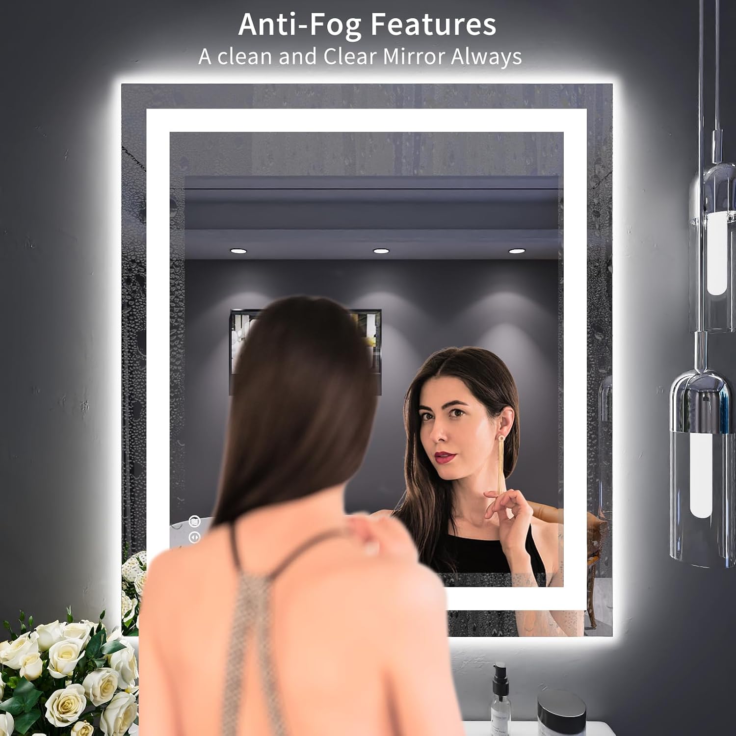 32"X36" LED Bathroom Mirror with Lights | Anti-Fog, Dimmable, 3 Color Temperature, Backlit + Front Lit, Memory