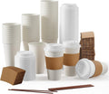 100 Pack 16 oz Disposable Paper Coffee Cups with Lids & Sleeves