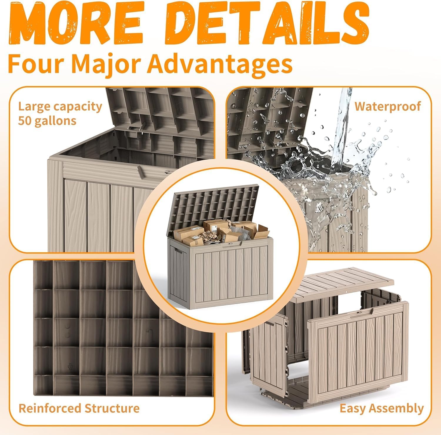 50 Gallon Outdoor Package Delivery Box with Lockable, Resin, Waterproof & Weatherproof Secure Parcel Drop Box for