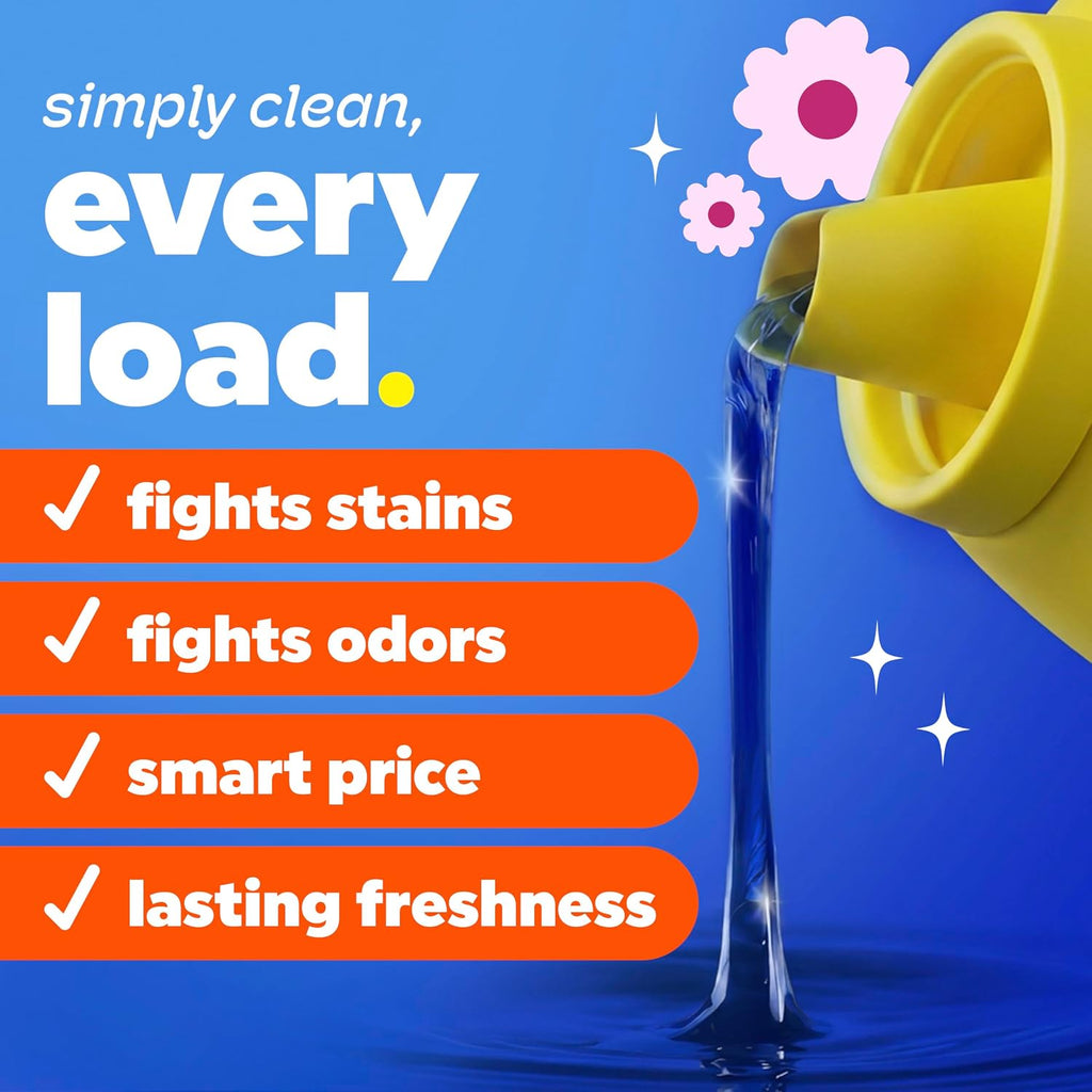 Simply All-In-One Liquid Laundry Detergent, Berry Blossom Scent, 89 Loads, 112 fl oz