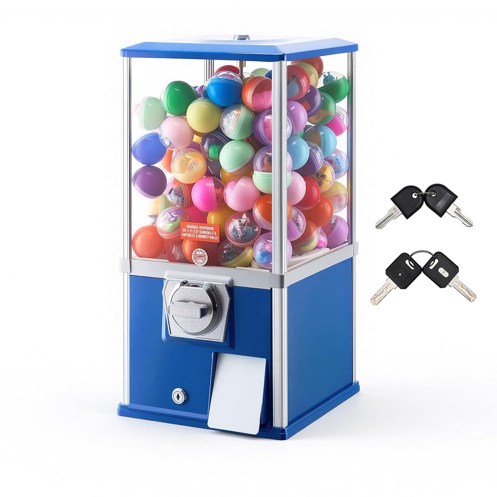 Gumball Machine, 21 inch Candy Vending Machine Dispenser, 25-Cent Vending Machines for Shopping Malls, Supermarkets