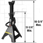 AT43202B Steel Jack Stands: 3 Ton (6,000 lb) Capacity, Black, 1 Pair
