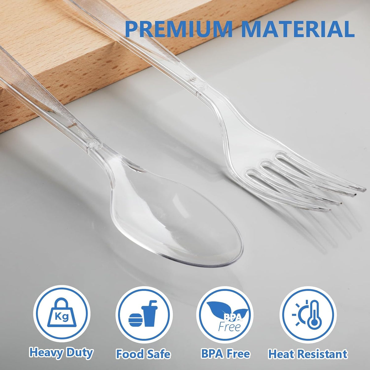 1000 Count Plastic Silverware Heavy Duty -500 Forks, 500 Spoons