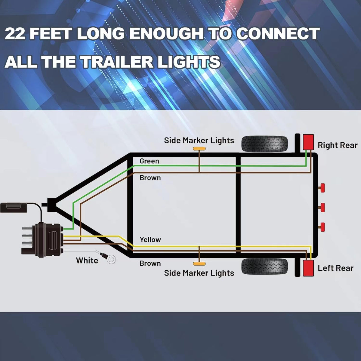 4 Pin 5 Wire Trailer Wiring Harness, 22FT Trailer Wiring Harness Kit