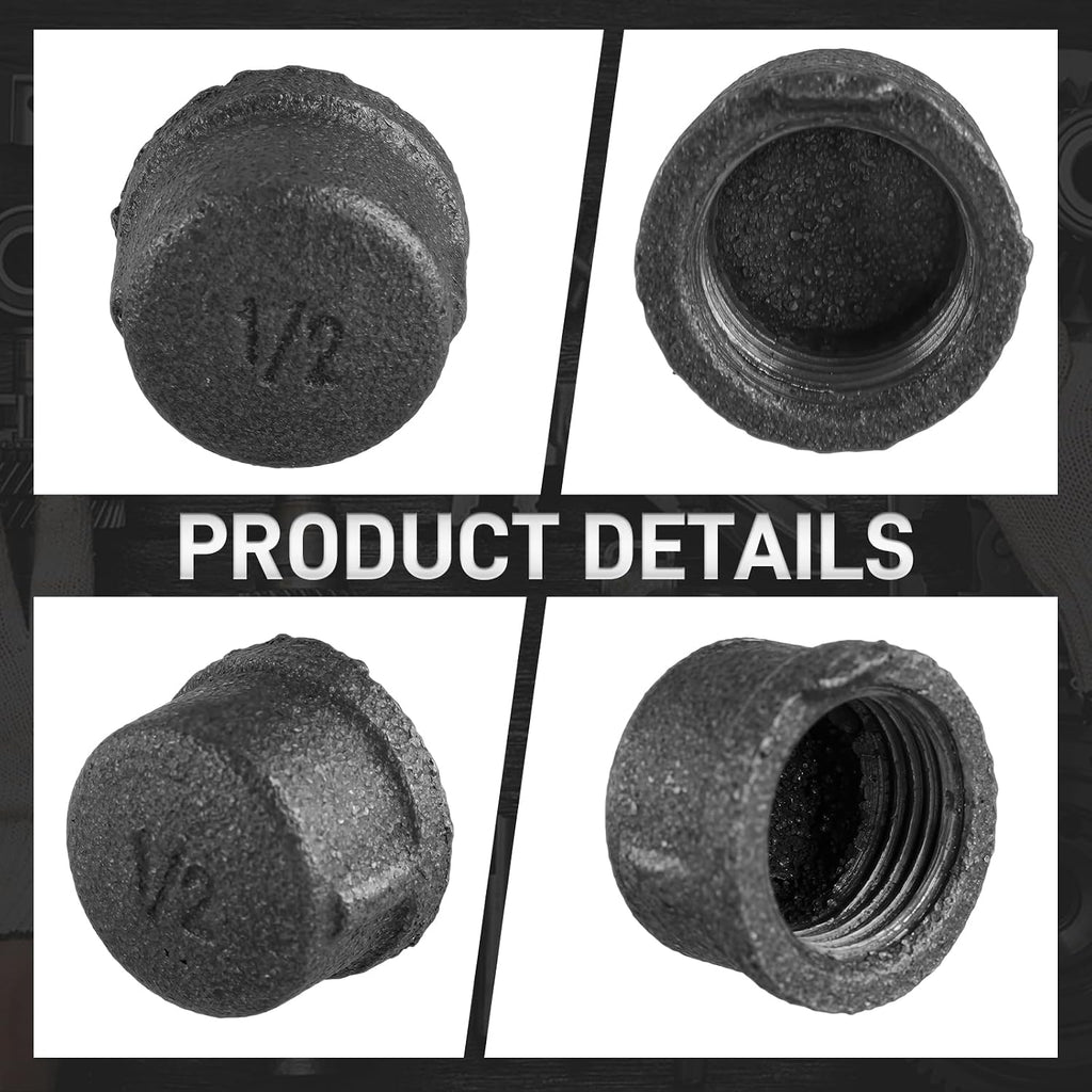 Malleable Iron Cast Pipe Fitting Caps 1/2" Inch Threaded Nipples