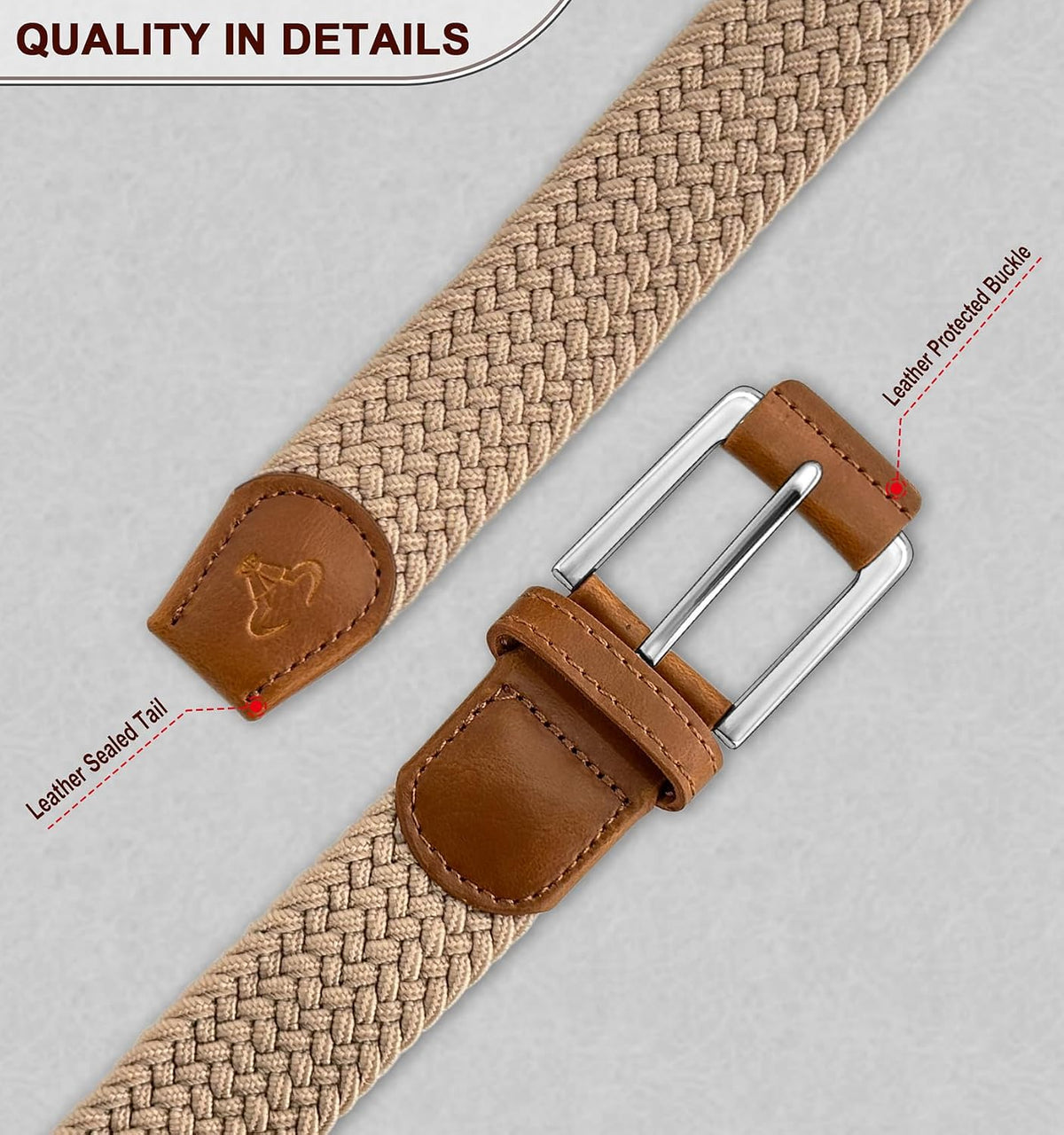 BULLIANT Men's Woven Braided Stretch Web Golf Belt 1 3/8"-Gift Boxed
