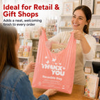 Reusable LDPE Shopping Bags with Handles 12x7x23, 2.25 Mil Thick, Pink, 50 Count