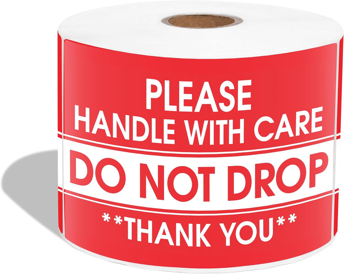 3" X 5" Handle with Care Do Not Drop Fragile Shipping Stickers