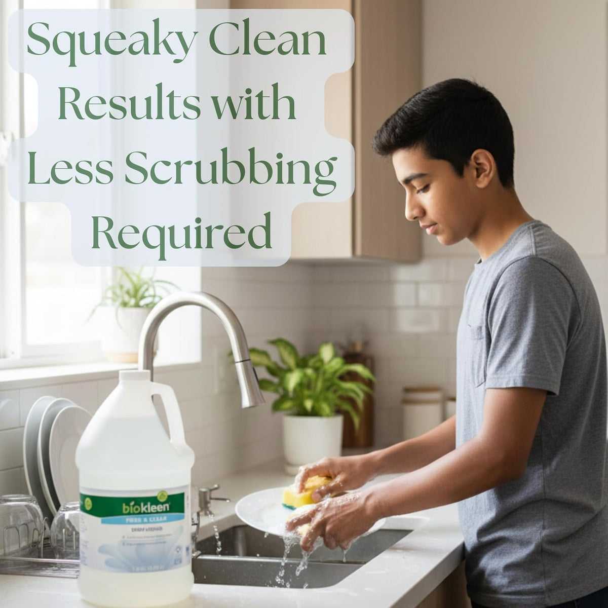 Free & Clear Dish Soap - Dish Liquid, Dishwashing Cleaner, Eco-Friendly, Non-Toxic, Plant-Based, No Artificial