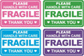 2x3 inch 200 PCS 4 Color Fragile Handle with Care Stickers for Shipping