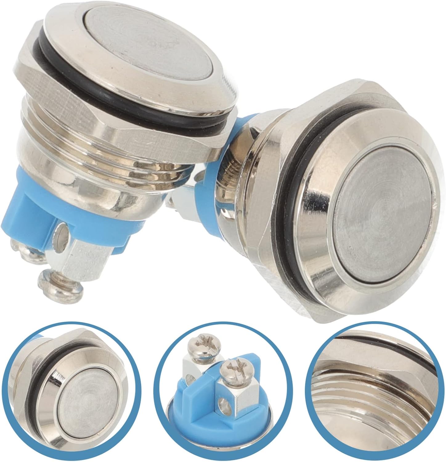 Wired Doorbell Button Replacement 2 Pack, Nickel Plated Copper Push Button for Door Bell Ringer Kit, Universal Round
