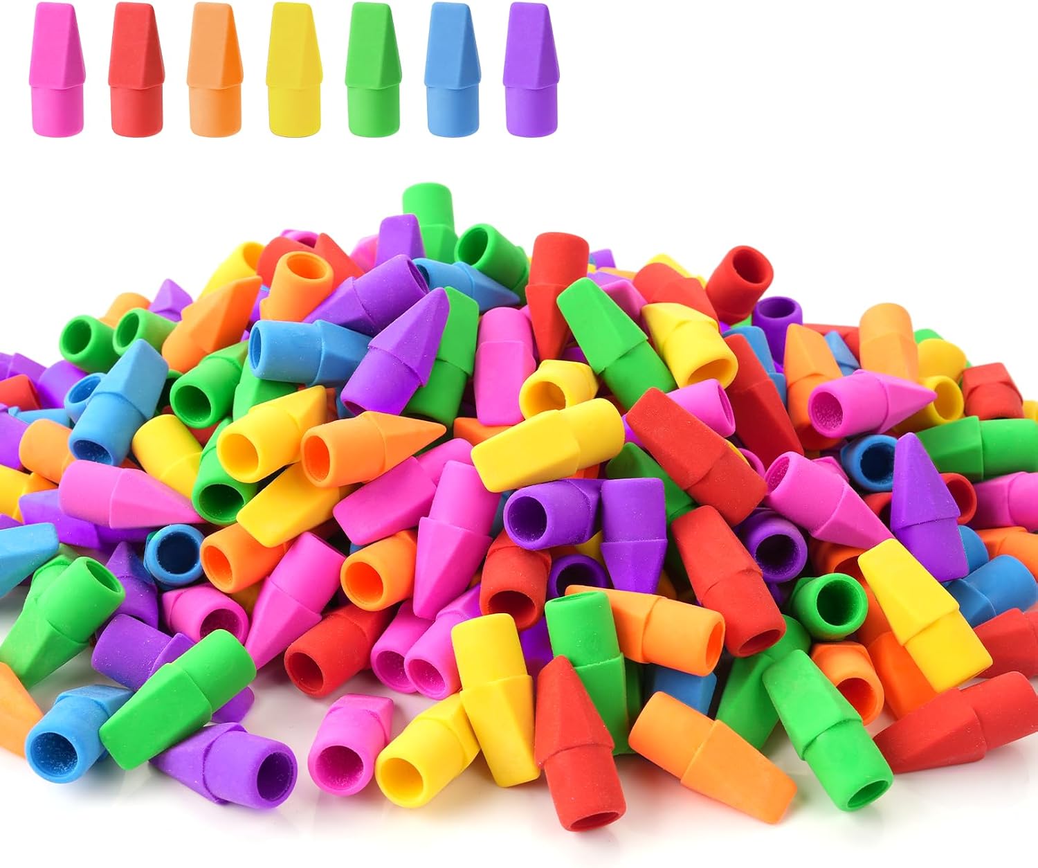 Erasers, 120 Pack Pencil Top Erasers, Cap Eraser Toppers Bulk 7-Color | Erasers Tops, Latex-Free, No-Smudge
