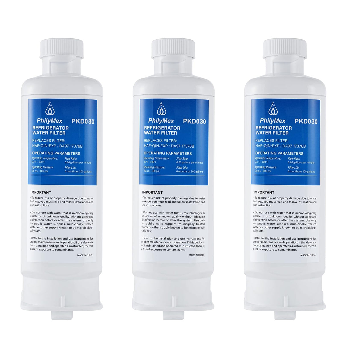 (3 Pack) DA97-17376B Water Filter for Sam&sung RF23R6201SR(/AA), RF27T5241SR(/AA), RF27T5501SR(/AA)