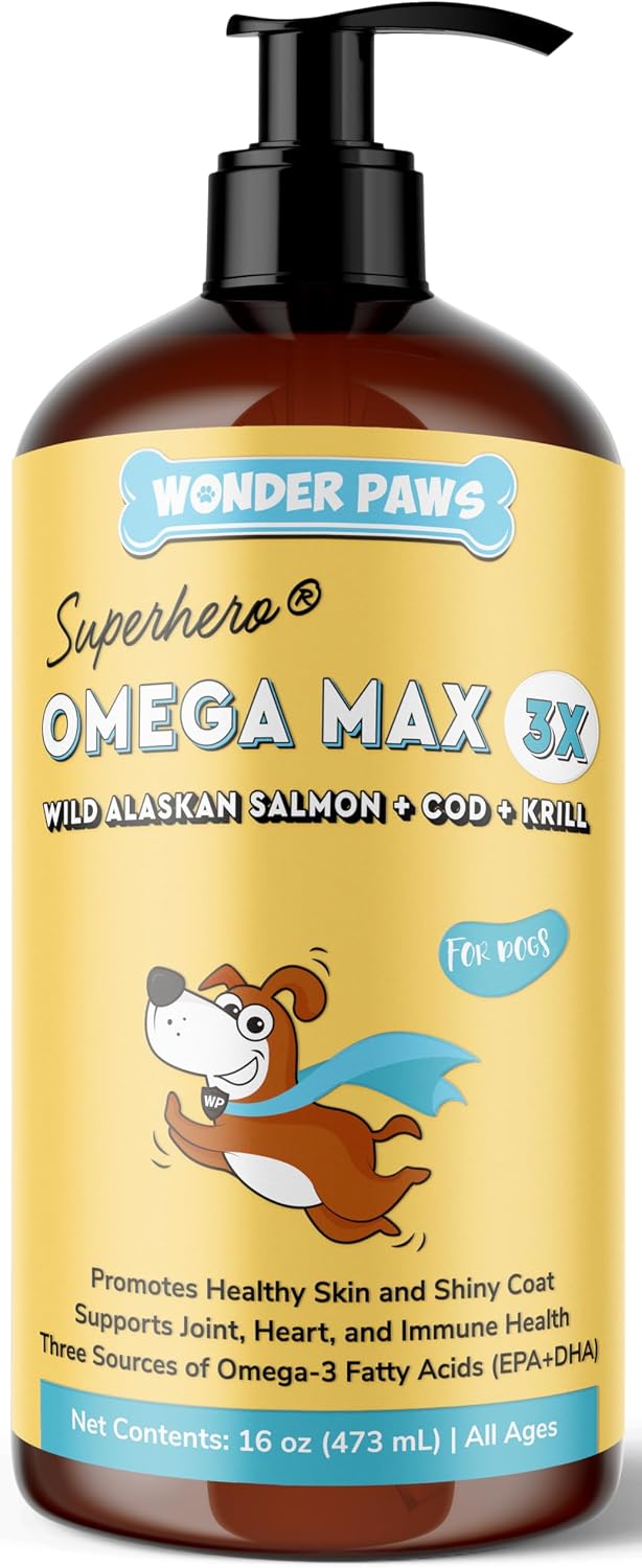 Fish Oil for Dogs - Omega 3 for Dogs from Alaskan Salmon, Cod & Krill Oil - EPA DHA Fatty Acids - Less Shedding &