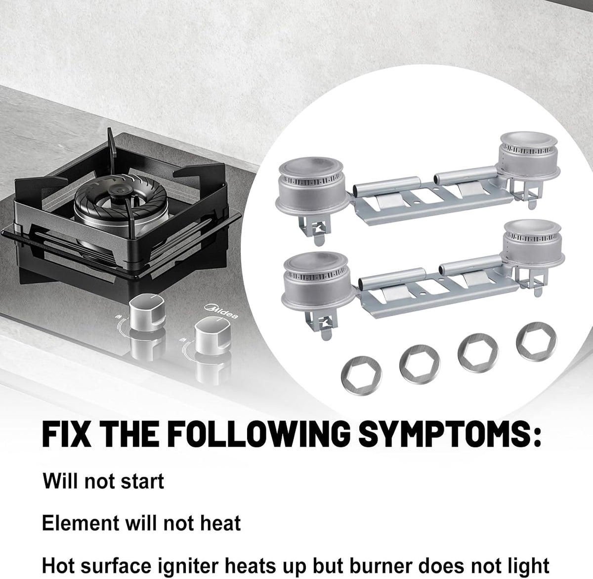 WB16K10026 WB29K17 Double Burner Assembly Replacement Compatible with G-E Ken-more Hot-point Ranges Replaces 868697 AP2633210 PS232404, 65932, AH232404, WB16K10003, WB29K0001, WB29K0017