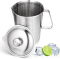 Stainless Steel Metal Pitcher with Lid 2 L 70 oz Measuring Cup with Marking Metal Water Container with Handle Milk