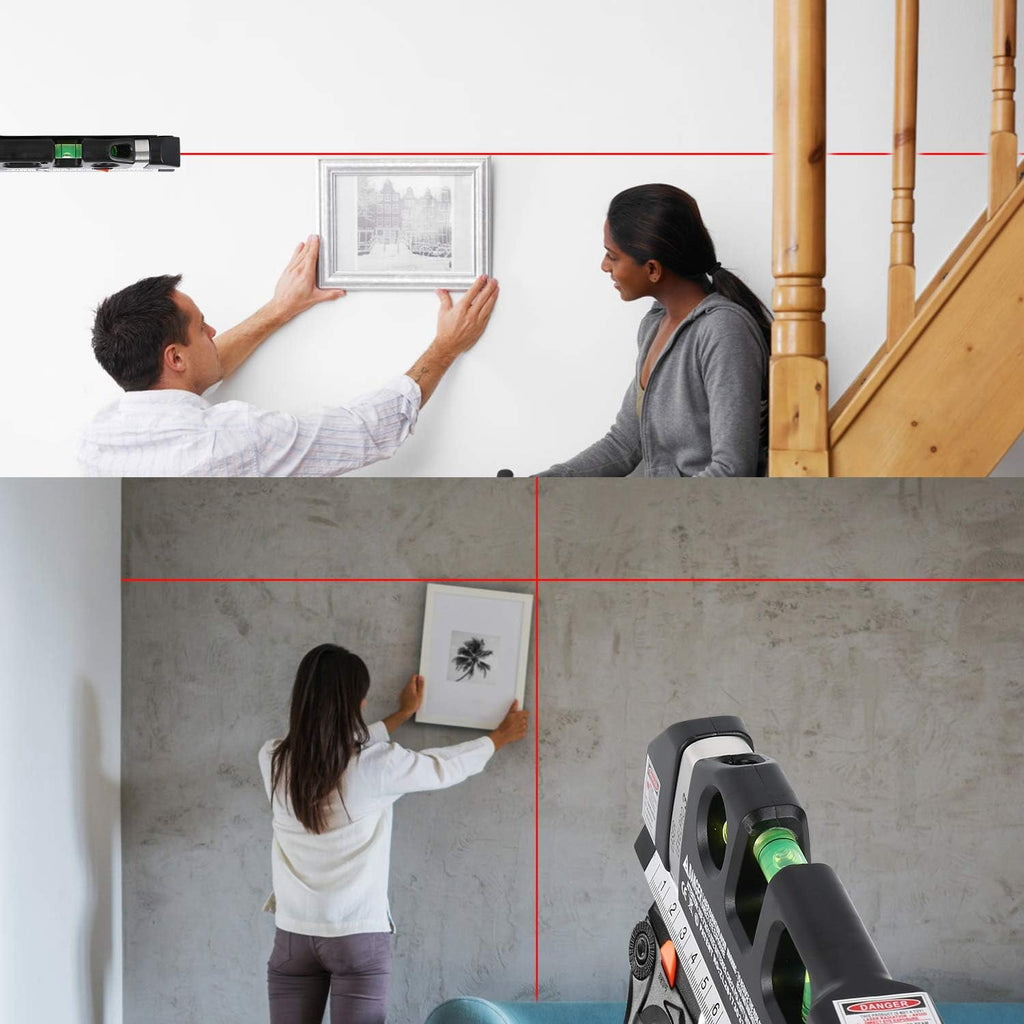 Laser Level Line Tool, Multipurpose Laser Level Kit Standard Cross Line Laser leveler Beam Tool with Metric Rulers