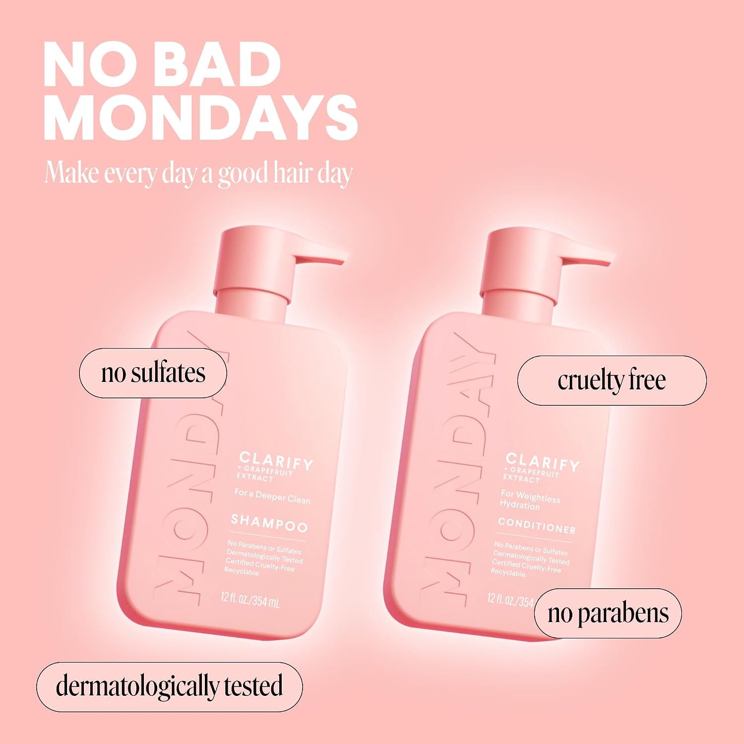 Clarify Shampoo and Conditioner Set 12 oz for Oily Hair Made with Grapefruit Extract, Coconut Oil, Shea Butter