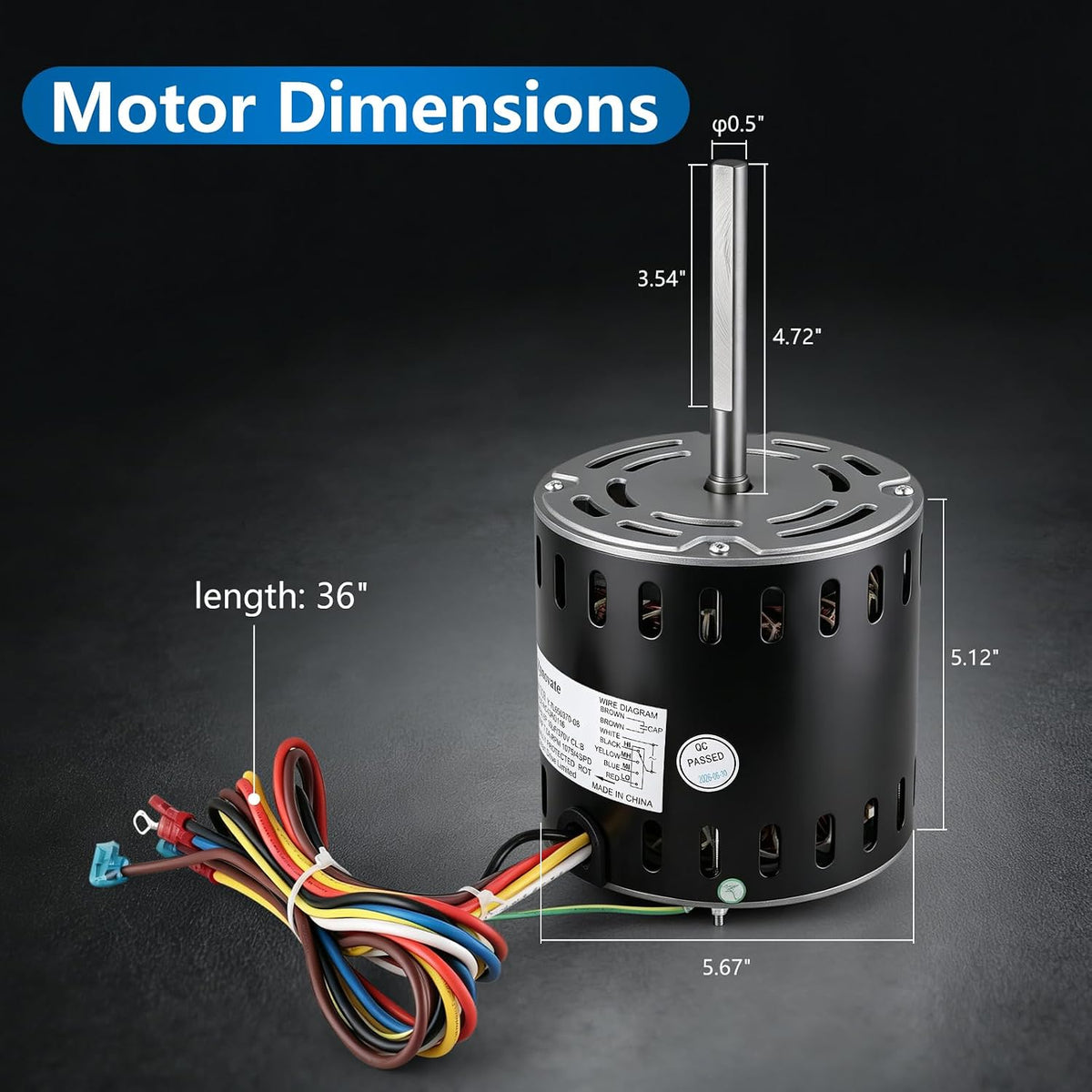 HC43AQ116 Furnace Blower Fan Motor 1/2 HP 115V 1075RPM 4-Speed