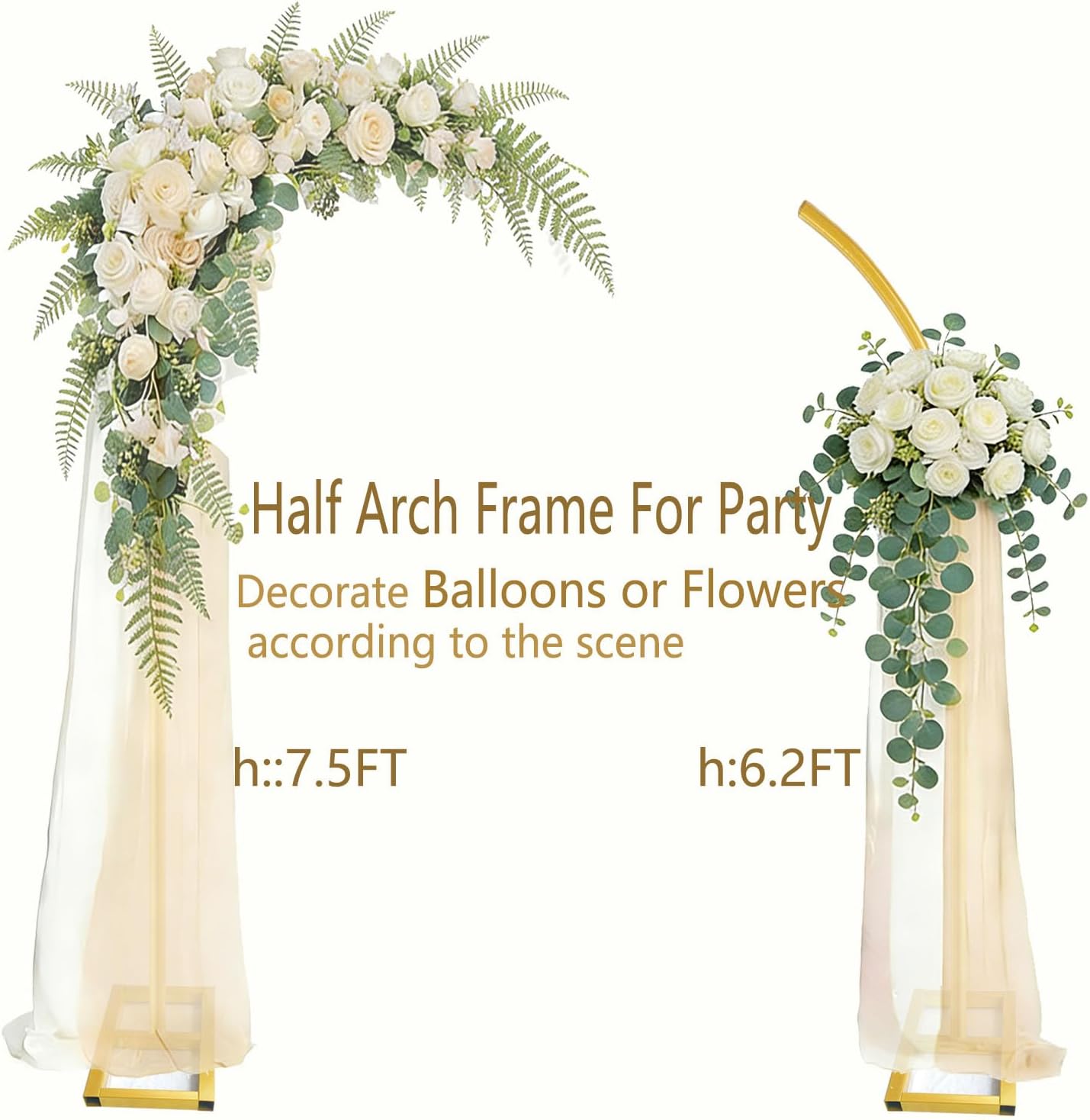 Square Balloon Arch Stand 6.6FT Metal Party Backdrop Stand 2-in-1 Dual-use