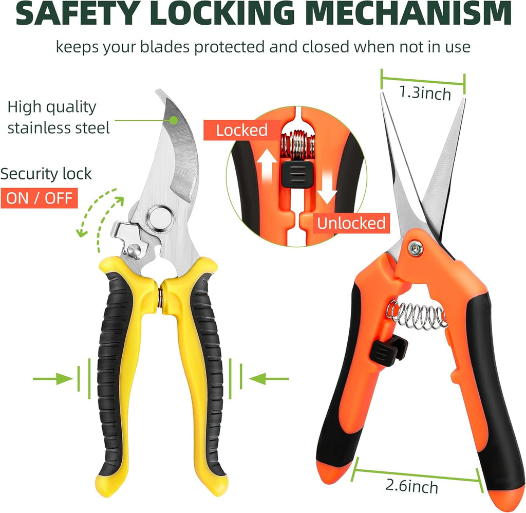 3 Pack Garden Pruning Shears, Stainless Steel Shears, Gardening Shears, Scissors, Garden Clippers, Pruning Snips