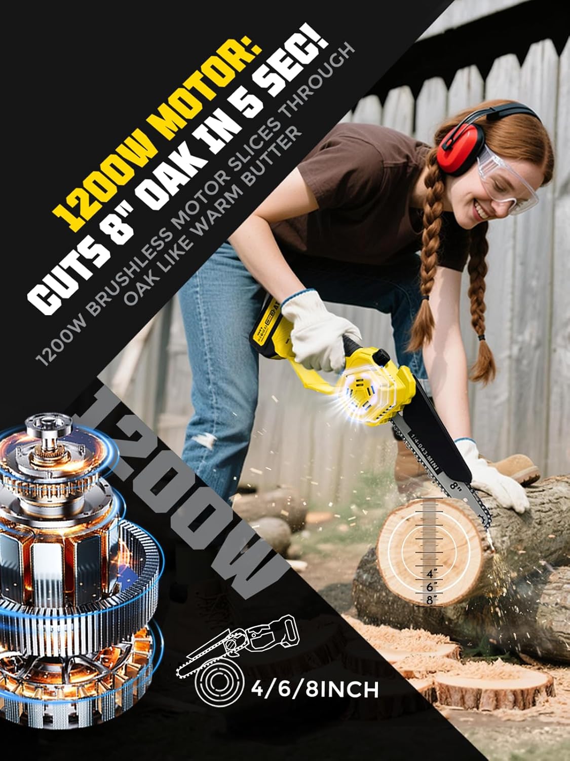 2-in-1 Electric Pole Saw & Mini Chainsaw For Yard Branch Cutting | 8 & 6 Inch Blade for Tree Trimming, 16 FT