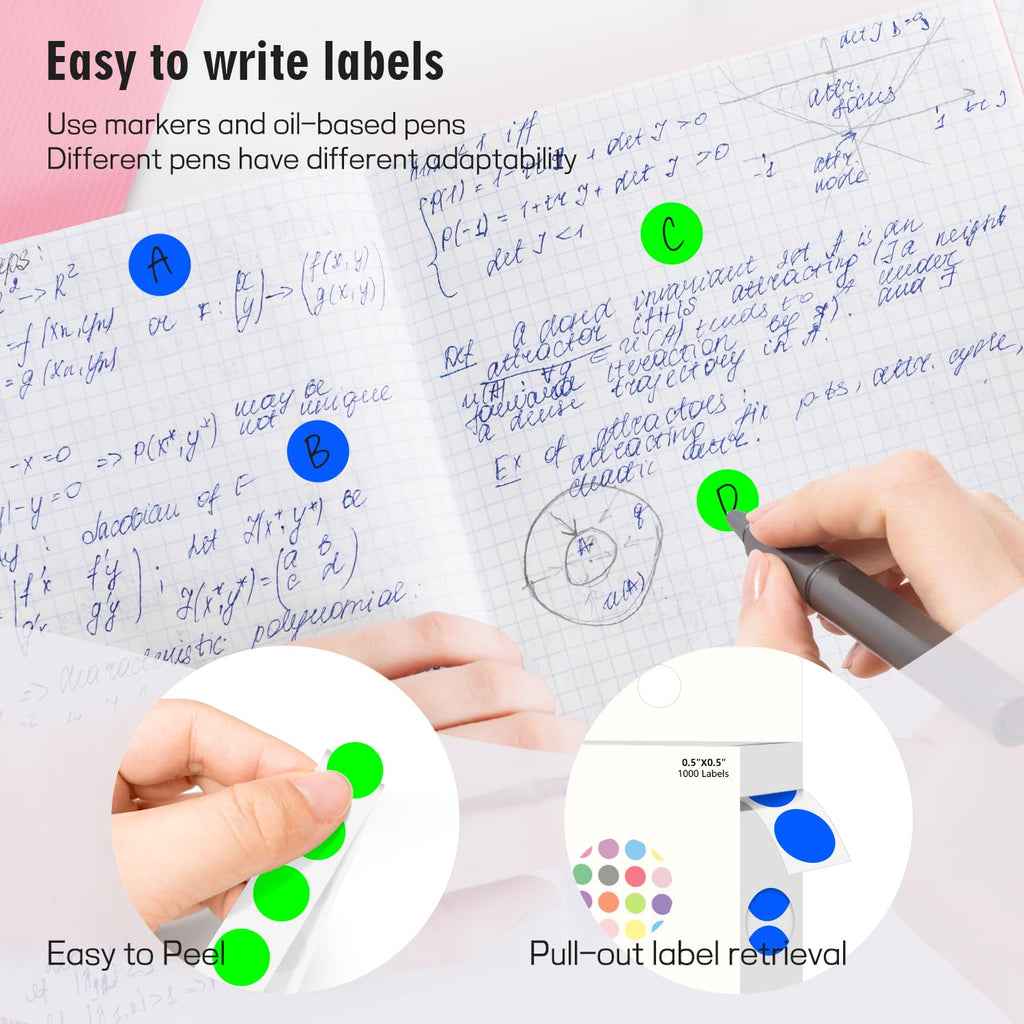 0.5" Circle Dot Stickers 2000 Color Coded Labels, Fluorescent Green+ Blue